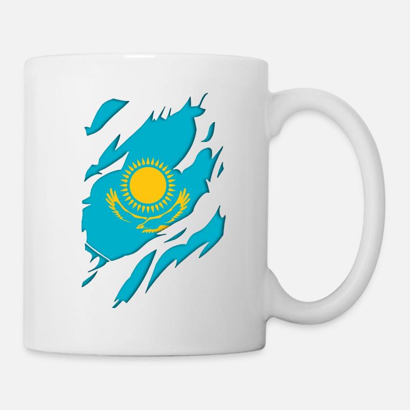 Motif déchiré du drapeau du Kazakhstan - Mug blanc - blanc