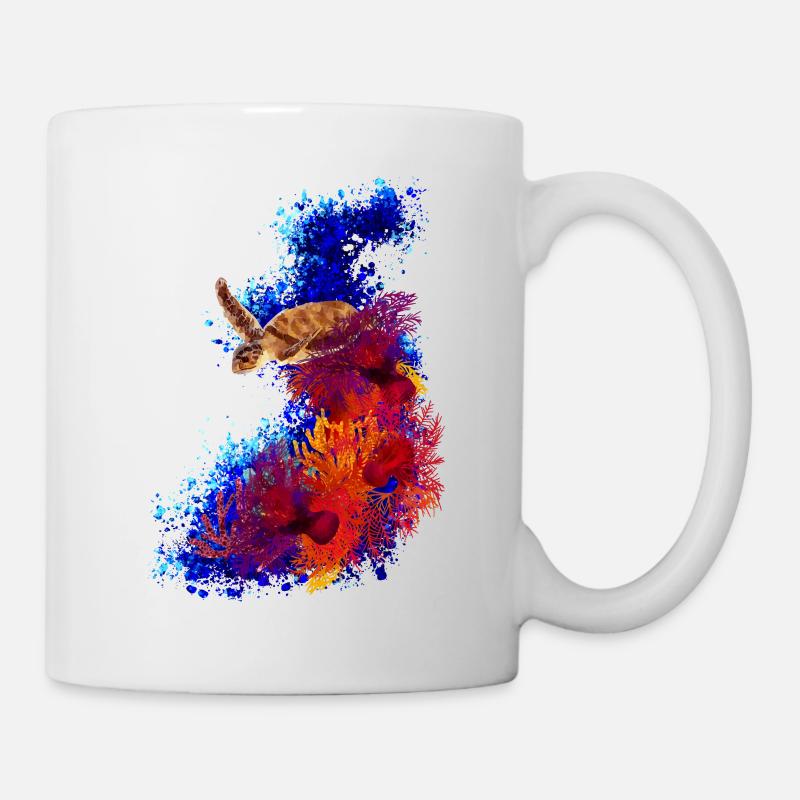 Tortue dans une mer de corail - Mug blanc - blanc