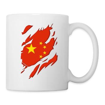 China flag torn motif - Mug - white - Right