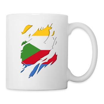 Comoros flag torn motif - Mug - white - Right
