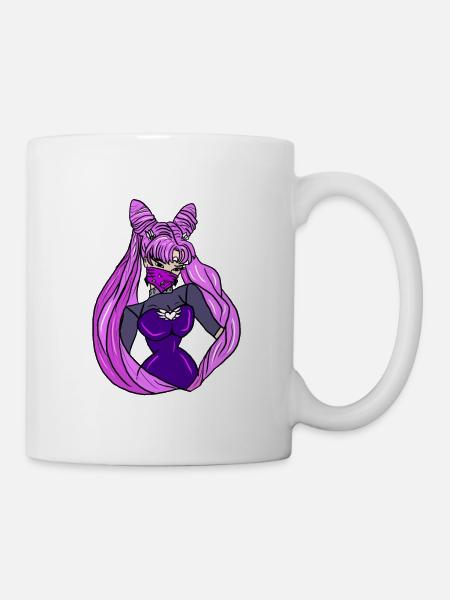 Punk Gangsta Sailor Moon inspirierte Chibi Dark Moon - Tasse - Weiß