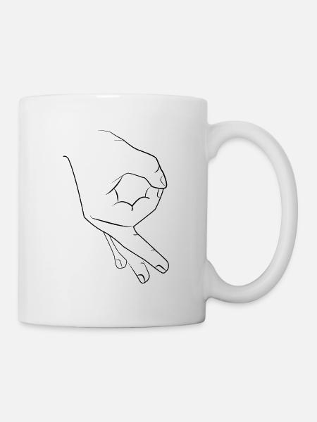 Reingeschaut / Prank / Troll Hand - Tasse - Weiß