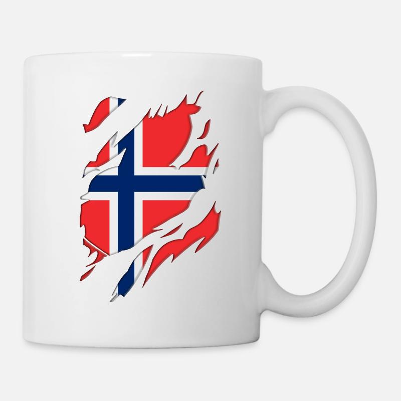 Norway flag torn motif - Mug - white