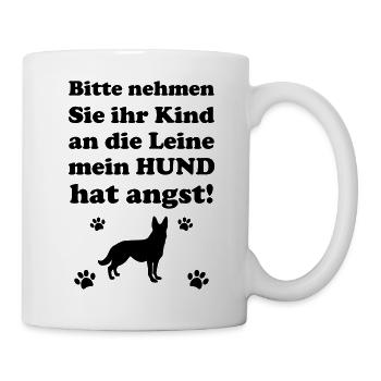 Bitte nehmen Sie Ihr Kind an die Leine mein Hund - Tasse - Weiß - Rechts