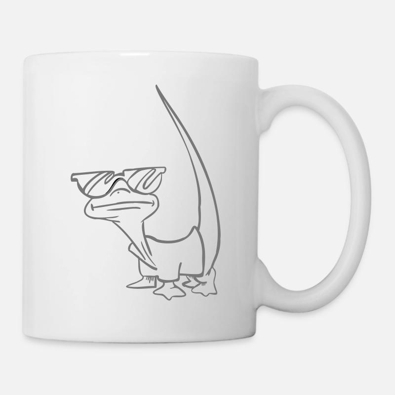 Iguana Lizard Lizard Gecko avec des lunettes de soleil - Mug blanc - blanc