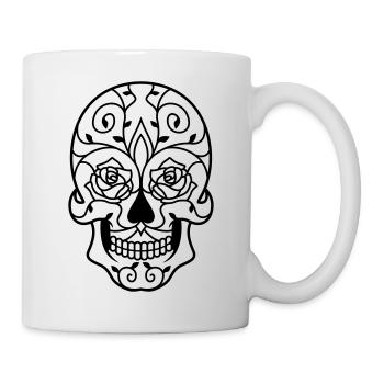 Crâne avec des vrilles - Mug blanc - blanc - Droite