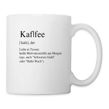 Kaffee Erklärung Definition lustige Geschenkidee - Tasse - Weiß - Rechts