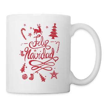 Feliz Navidad deer deer tree decoration reindeer - Mug - white - Right