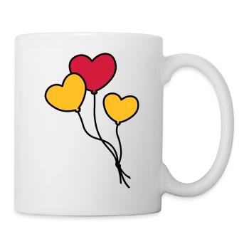 Herzballons / Heart balloon / Ballon coeur - Tasse - Weiß - Rechts