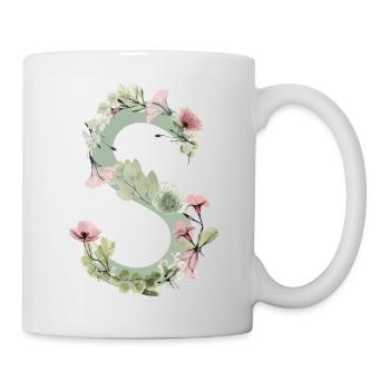 Lettre S avec des fleurs - Mug blanc - blanc - Droite