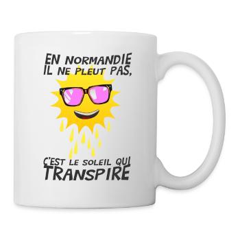 normandie soleil pleut pas transpire humour - Mug blanc - blanc - Droite