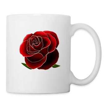 Red rose, blossom with shiny edges, 3D optics - Mug - white - Right