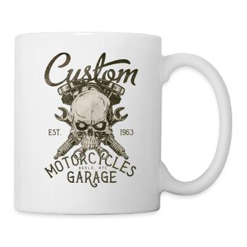 custom motorcycles garage - Mug - white - Right