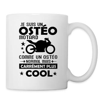 Ostéo cadeau drôle ostéopathe motard moto biker - Mug blanc - blanc - Droite