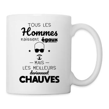Hommes naissent égaux meilleurs deviennent chauves - Mug blanc - blanc - Droite