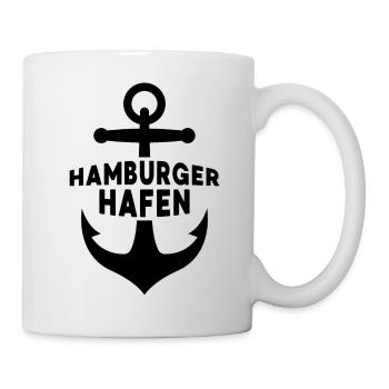 Hamburger Hafen Moin Norddeutschland Geschenk - Tasse - Weiß - Rechts