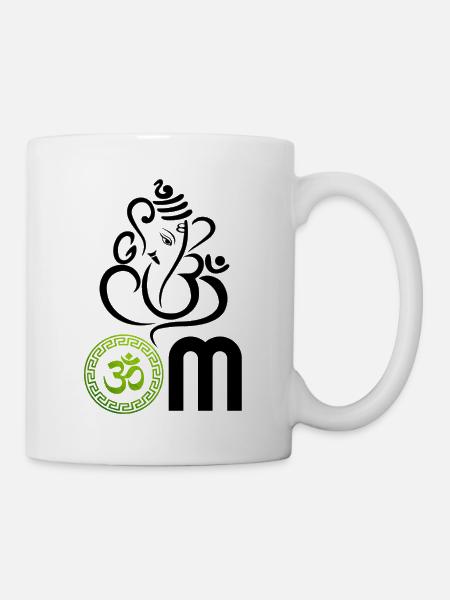 Green OM, Om, Hindu Om, Om Symbol, Ganesh OM - Mug - white