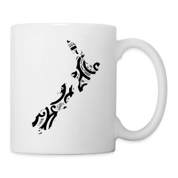 New Zealand Map Maori Design Pattern Tattoo - Mug - white - Right
