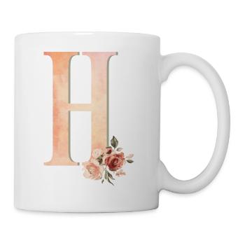 Lettre H avec fleurs - Mug blanc - blanc - Droite