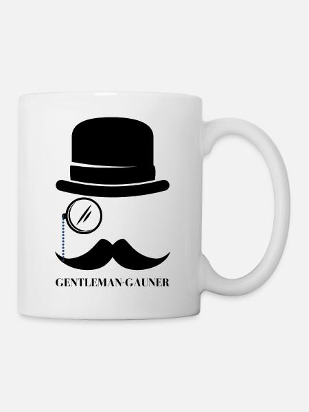 Gentleman escroc avec chapeau haut de forme et monocle - Mug blanc - blanc