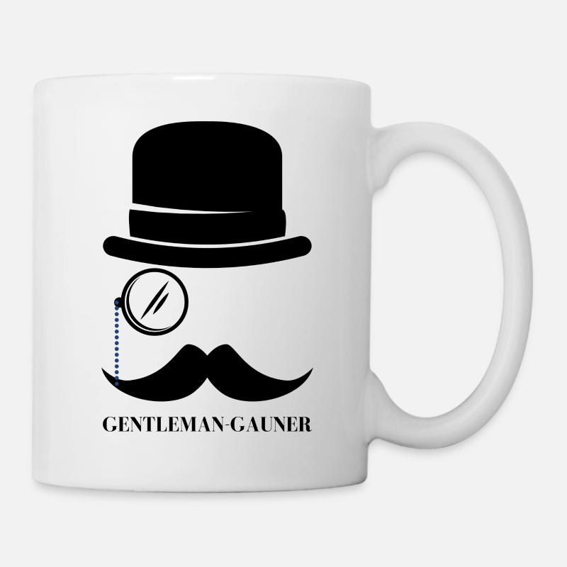 Gentleman crook with top hat and monocle - Mug - white