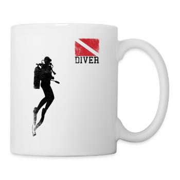 Diver Flag Sub Schnorcheln Tauchen - Tasse - Weiß - Rechts