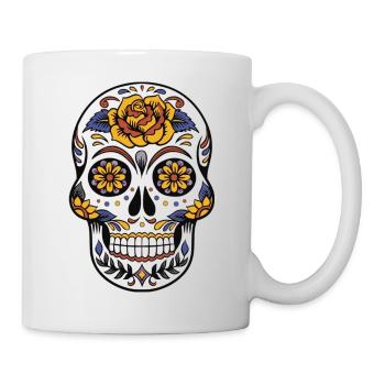 crâne de mort mexicain - Mug blanc - blanc - Droite