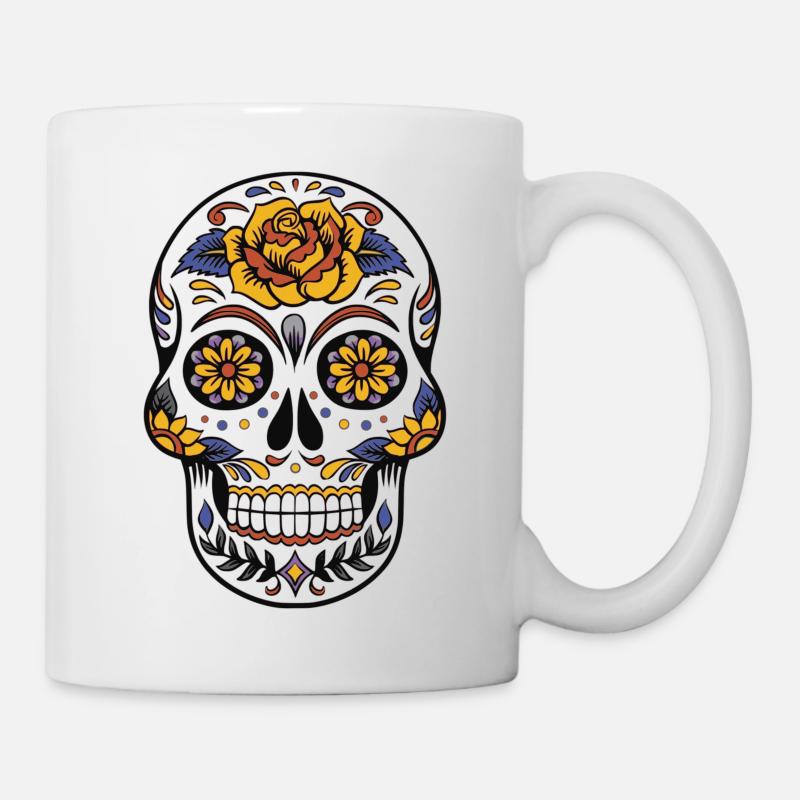 crâne de mort mexicain - Mug blanc - blanc