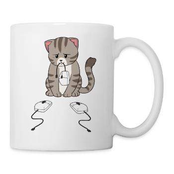 Traurige pelzige Katze - Tasse - Weiß - Rechts