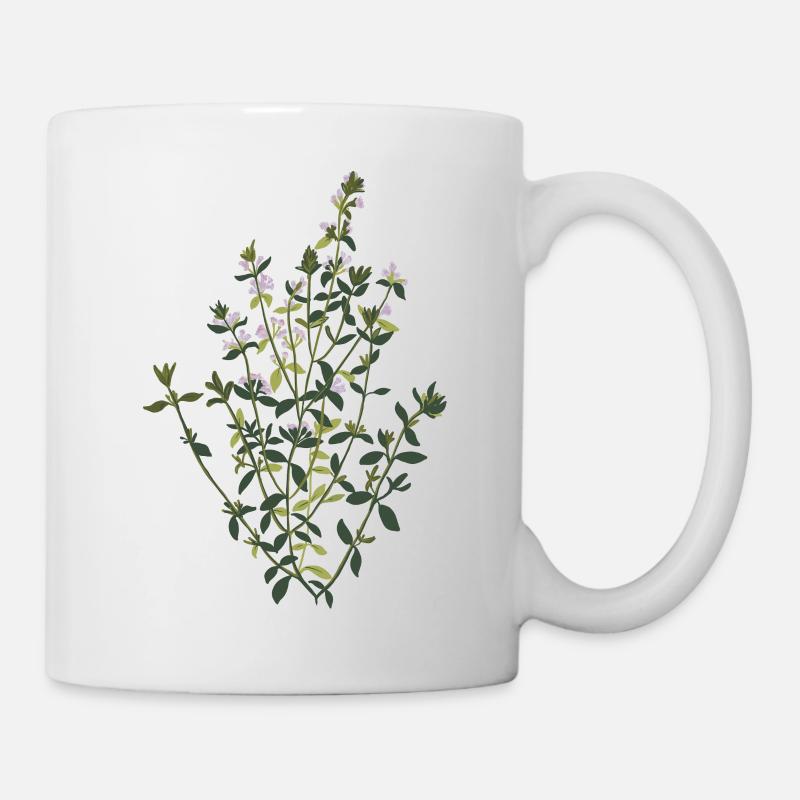 Herbarium: blühender Thymian - Tasse - Weiß