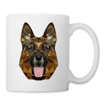 Polygon Porträt Deutscher Schäferhund - Tasse - Weiß - Rechts