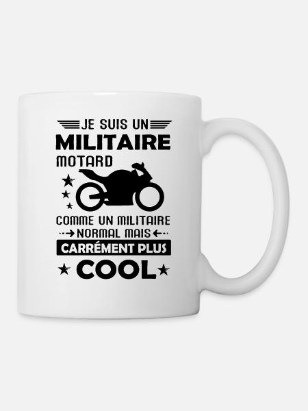 Militaire motard cadeau drôle armée homme moto - Mug blanc - blanc