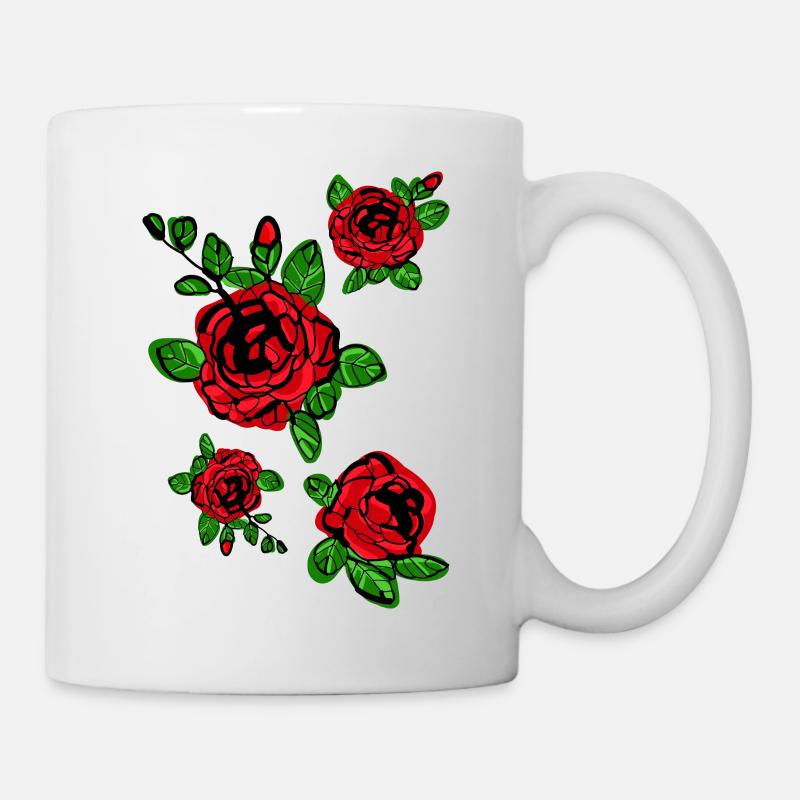 Fleur rouge de roses - Mug blanc - blanc