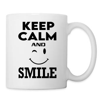Keep Calm Smile Lachen Lustig - Tasse - Weiß - Rechts