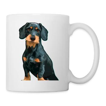 Dachshund, Dackel, Kurzhaardackel, Illustration - Tasse - Weiß - Rechts