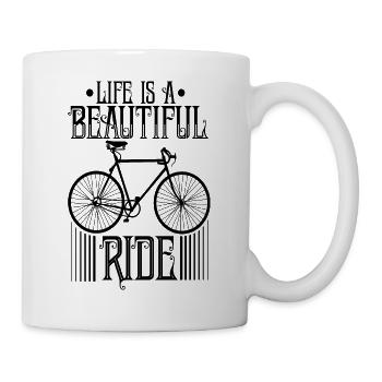 Life is more beautiful with a bike - Mug - white - Right