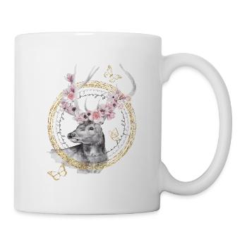 * Deer with flower antlers * in water fabtechnic - Mug - white - Right
