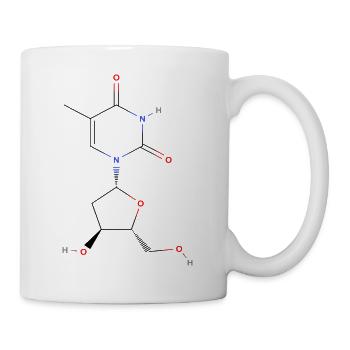 Thymidin Molekül - Farbige Strukturformel - Tasse - Weiß - Rechts