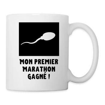 Mon premier marathon sport humour running - Mug blanc - blanc - Droite