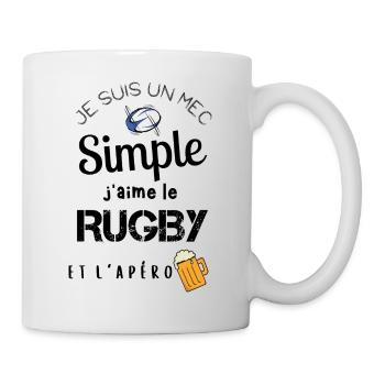 Je suis mec simple rugby et apéro cadeau - Mug blanc - blanc - Droite