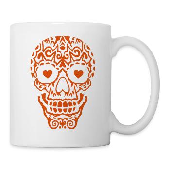 tete de mort mexicaine crane coeur - Mug blanc - blanc - Droite