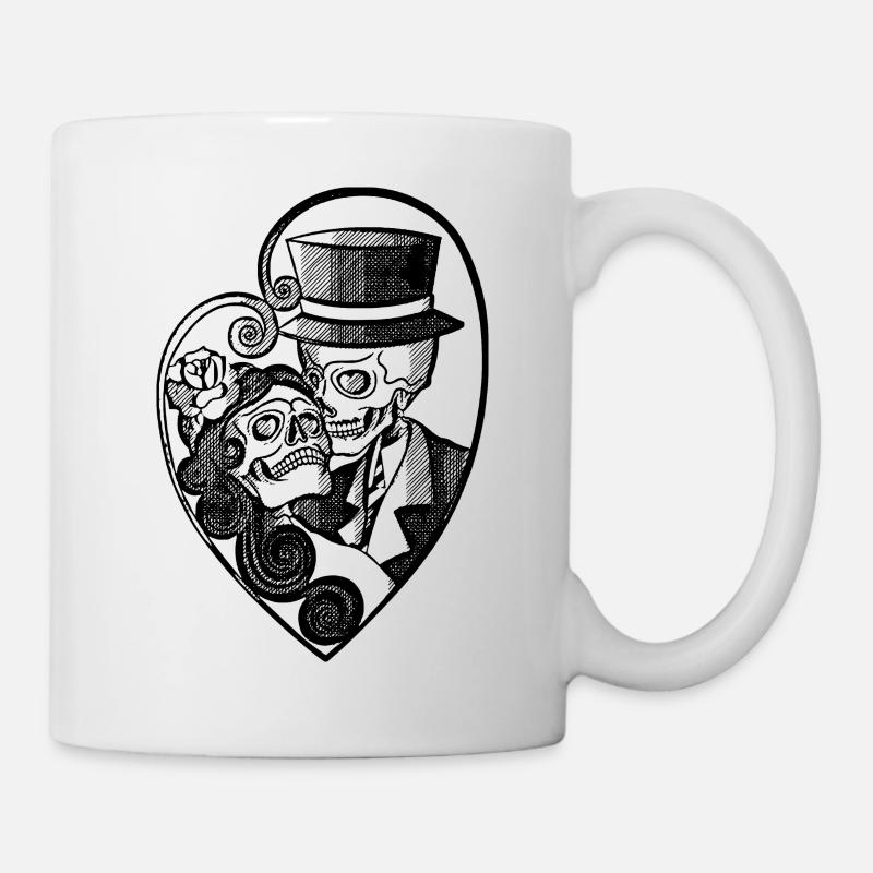Totenkopf Ehepaar Hochzeit - Tasse - Weiß