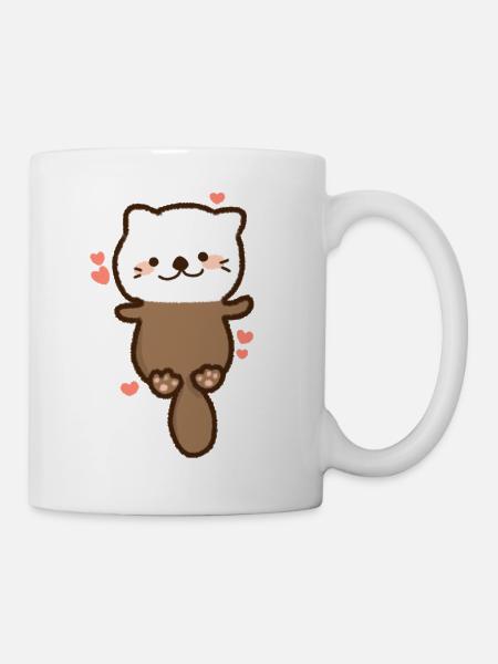 Kawaii baby Seeotter kawaii Herzen - Tasse - Weiß