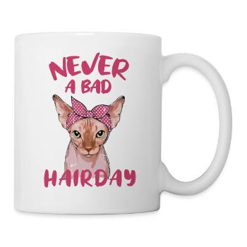 Bad Hairday Katze Sphynx Lustiger Spruch - Tasse - Weiß - Rechts