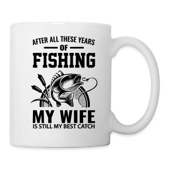 Pêche pêche pêche drôles de phrases amusante cadeau épouse - Mug blanc - blanc - Droite