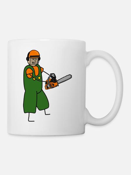 Kettensäge Motorsäge Säge Holzfäller - Tasse - Weiß