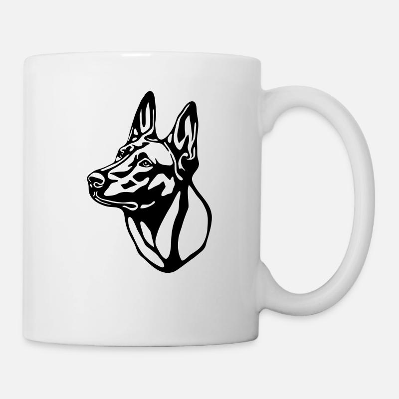 2 Malinois withoutBackground text - Tasse - Weiß