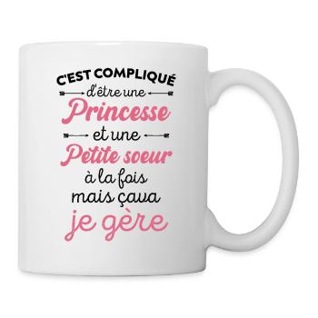 Petite Sœur Et Princesse Cadeau Drôle Pour Sœur - Mug blanc - blanc - Droite