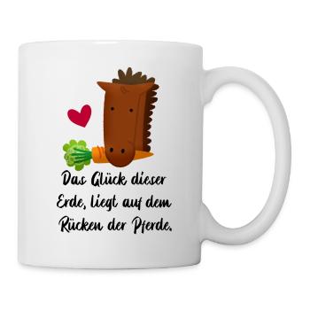 Glück Pferde Herz Spruch Pferd Hobby reiten Idee - Tasse - Weiß - Rechts