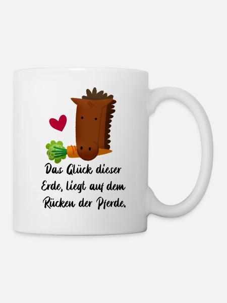 Glück Pferde Herz Spruch Pferd Hobby reiten Idee - Tasse - Weiß